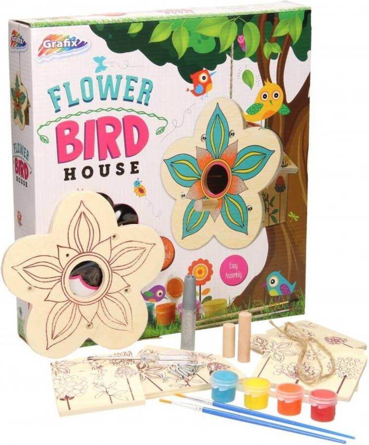 Grafix Vogel huisje Flower Bird