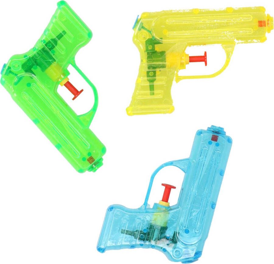 Grafix Waterpistooltje waterpistool 6x klein model 11 cm geel groen blauw Waterpistolen