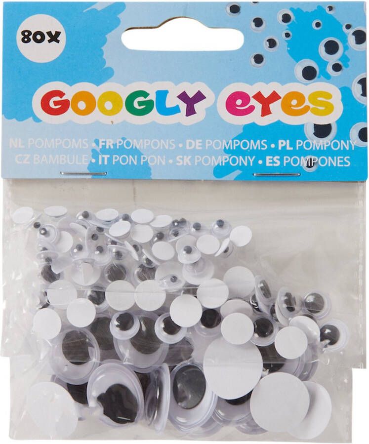 Grafix Wiebeloogjes Sticker zwart wit Googly Eyes Plakoogjes -Plak Oogjes