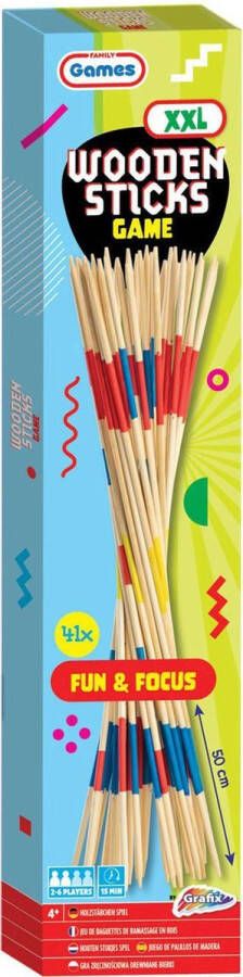 Grafix XXL houten stokken spel outdoor | spellen voor kinderen | 50CM per stok 41 stokken in totaal