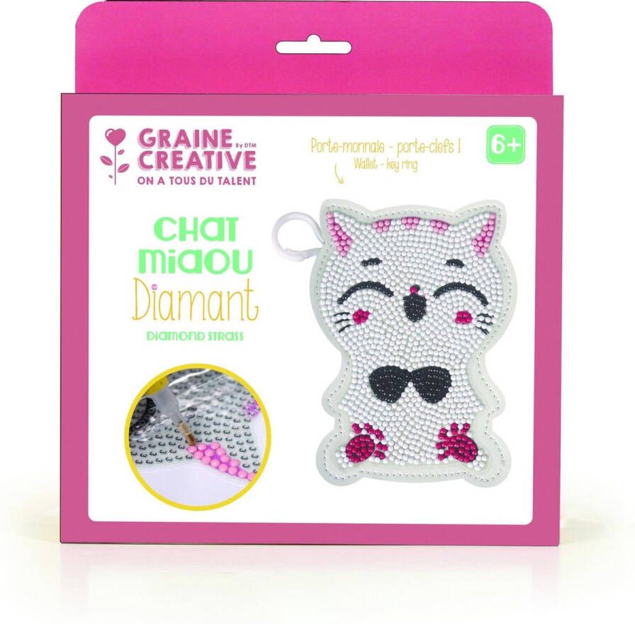 Graine Créative Diamond Painting Hobbypakket Kinderen Portemonnee Miauw Kat