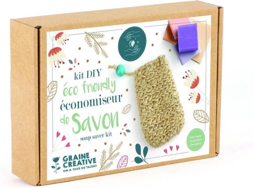 Graine Créative DIY-Kit Maak je Eigen Duurzame Zelfgehaakte Jute Zeepzakje (haken pakket)