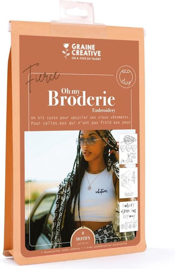 Graine Creative Embroidery kit for clothes Be fierce