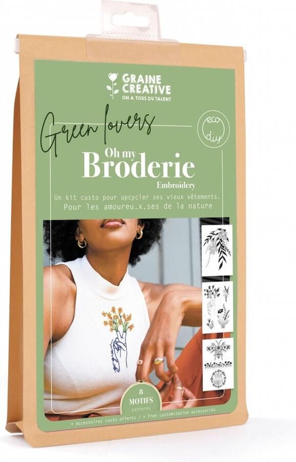 Graine Creative Embroidery kit for clothes Nature theme