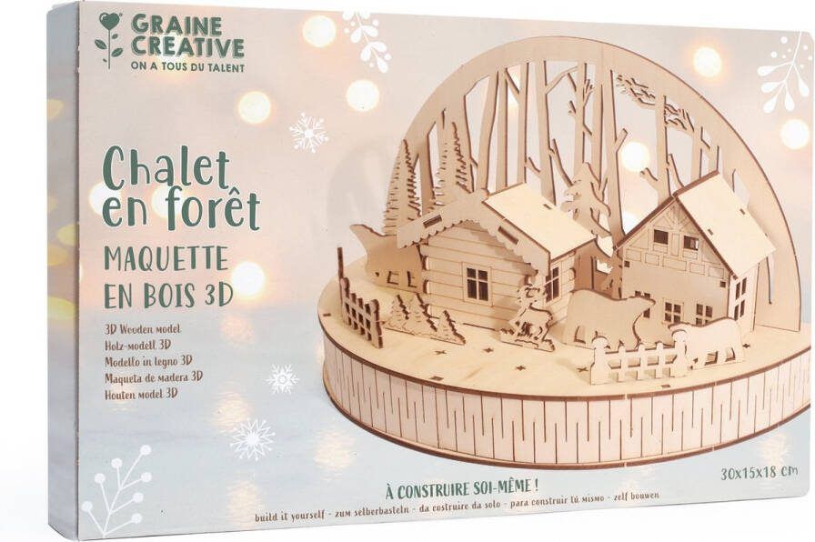 Graine Creative GC Houten DIY Miniatuur Set Huisjes in het Bos 30x15x18 cm