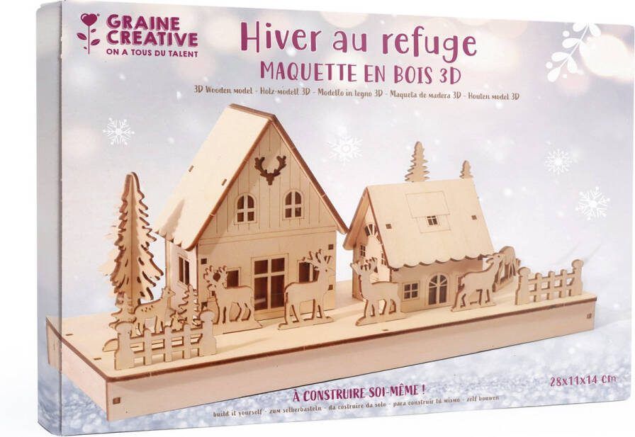 Graine Creative GC Houten DIY Miniatuur Set Overwinteren 28x11x14 cm