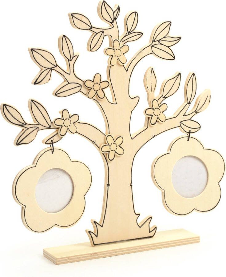Graine Creative GC Houten Fotolijst Boom Met Bloemen 22 5x23x0 5 cm