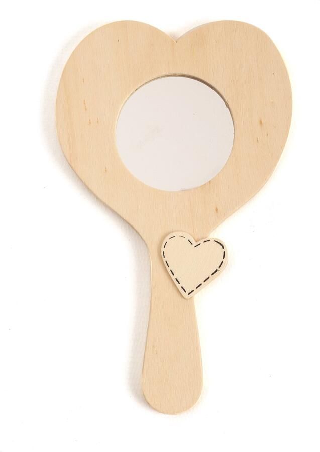Graine Creative GC Houten Handspiegel Hart 10 5x18 cm