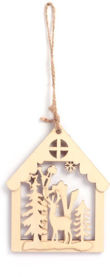 Graine Creative GC Houten Hanger Huis Rendier 13x11 cm
