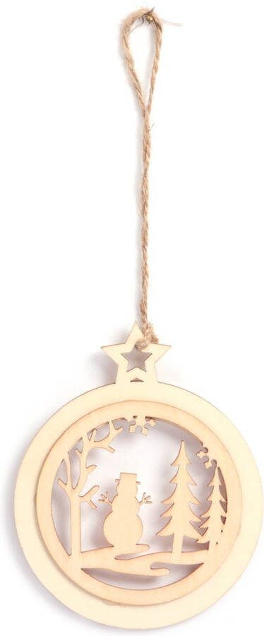 Graine Creative GC Houten Hanger Kerstbal Sneeuwpop 13x11 cm
