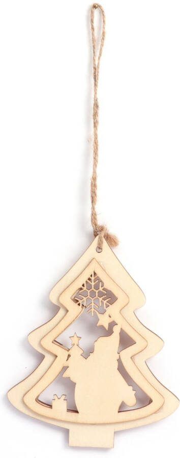 Graine Creative GC Houten Hanger Kerstboom Kerstman 13x11 cm