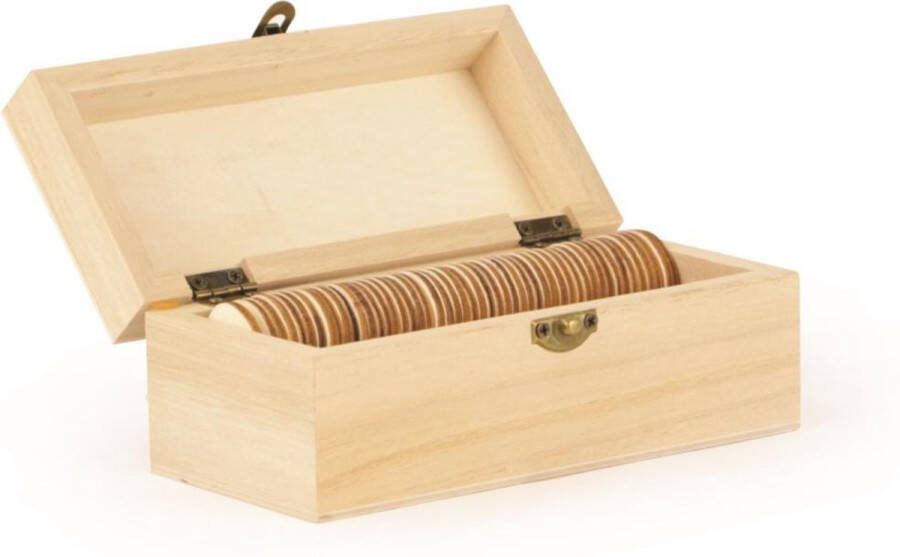 Graine Créative Houten box gevuld met 50 houten harten 150x60x70MM