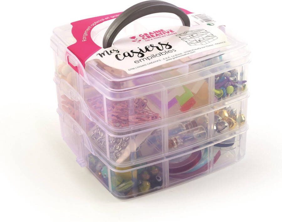 Graine Creative GC Plastic Opbergtoren 3-laags 15x15x13 cm