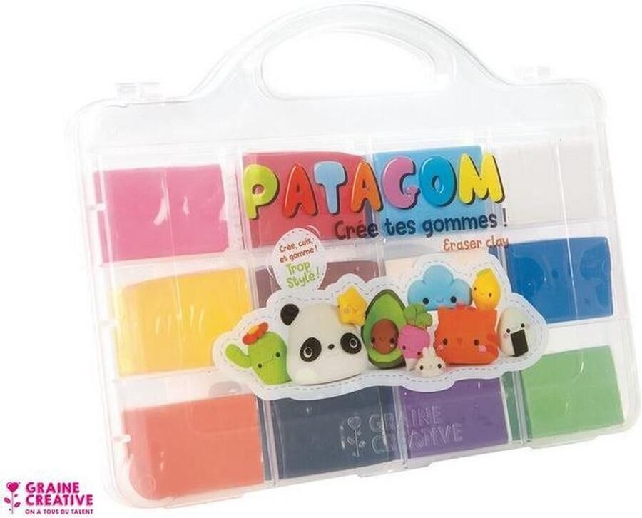 Graine Créative Maak je eigen gummen Gum Klei Patagom 12 stuks + koffertje