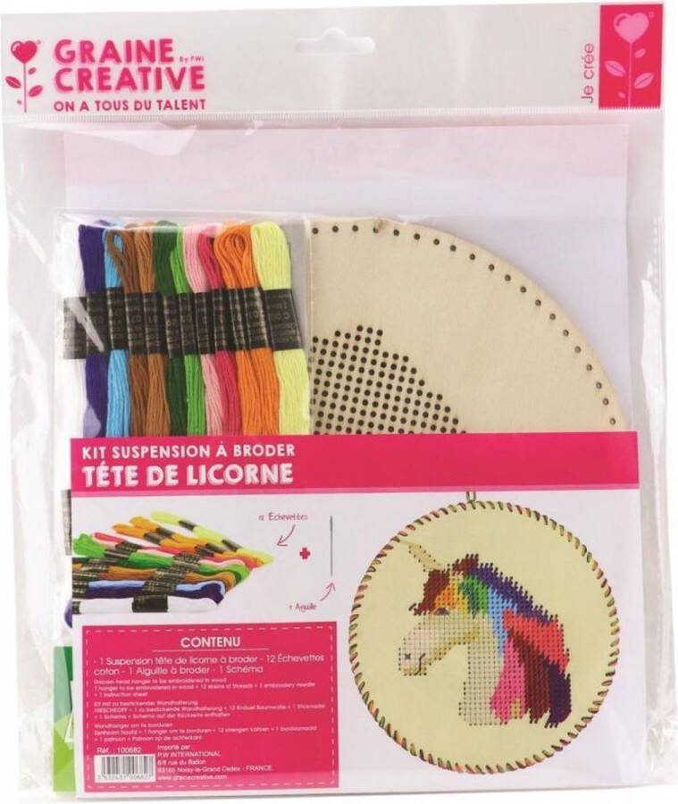 Graine Creative UNICORN HEAD HANGER TO BE EMBROIDERED IN WOOD KIT