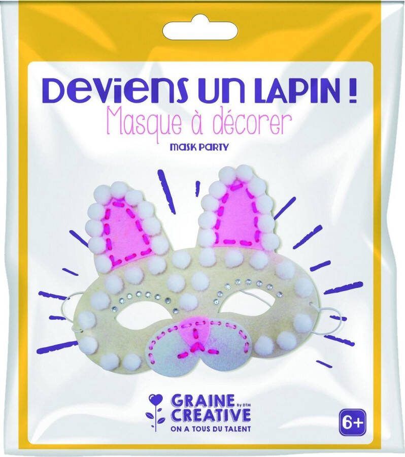 Graine Créative Hobbypakket Feest Masker Doe-het-zelf Maak je eigen masker konijn