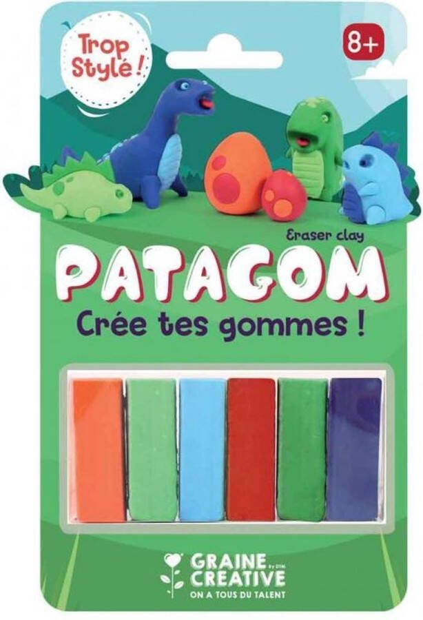 Graine Créative Maak je eigen gum | Gum Klei | Patagom 6 blokjes dino