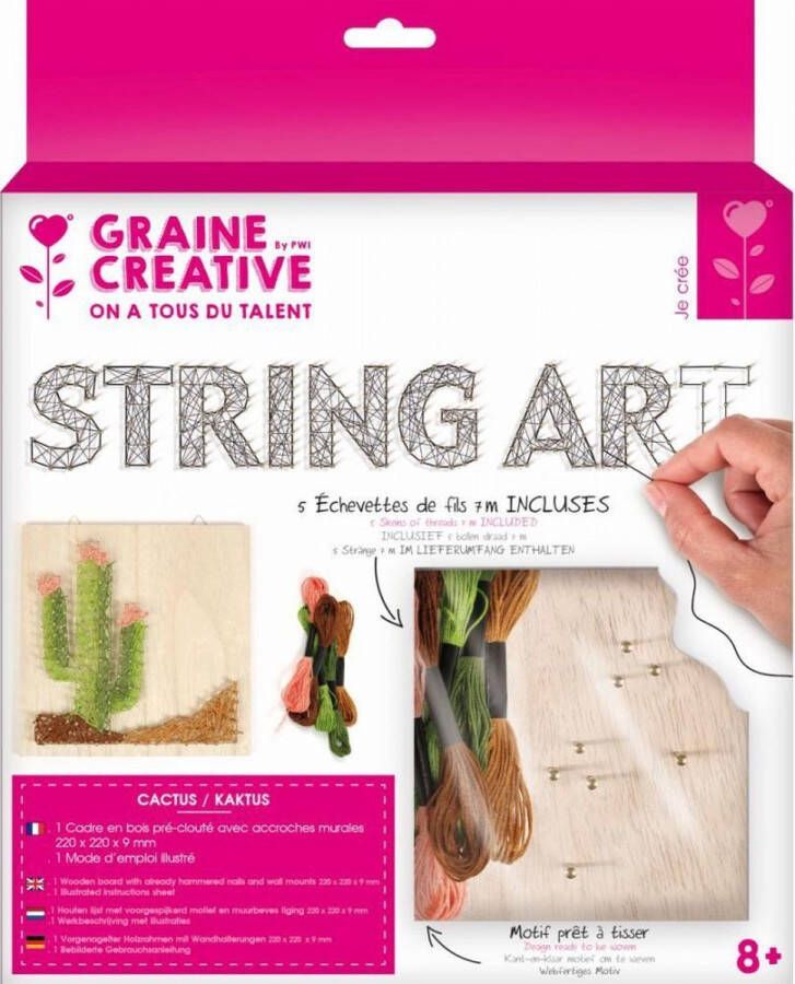 Graine Créative String art kit 220mm x 220mm Cactus