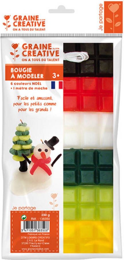 Graine Créative Zelfmaak set Kneedwas kerst kleurige kaarsen maken creatieve knutselpakket voor kinderen en volwassen