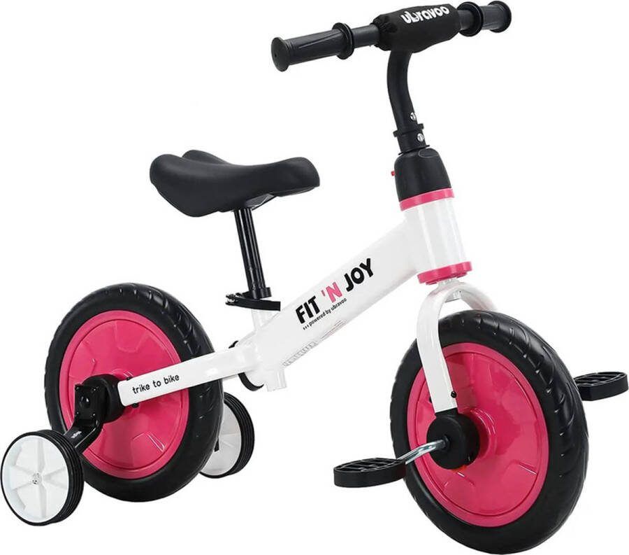 Gran Vida 4-in-1 Loopfiets Met Pedalen & Zijwieltjes 2-6 Jaar Wit