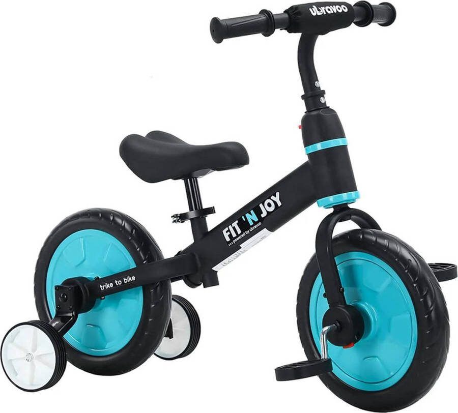 Gran Vida 4-in-1 Loopfiets Met Pedalen & Zijwieltjes 2-6 Jaar Zwart
