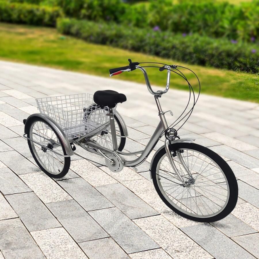 Gran Vida Driewieler 24 Inch 6 Versnellingen Inclusief Mand Veiligheidsverlichting Comfortabel Verstelbaar Stuur
