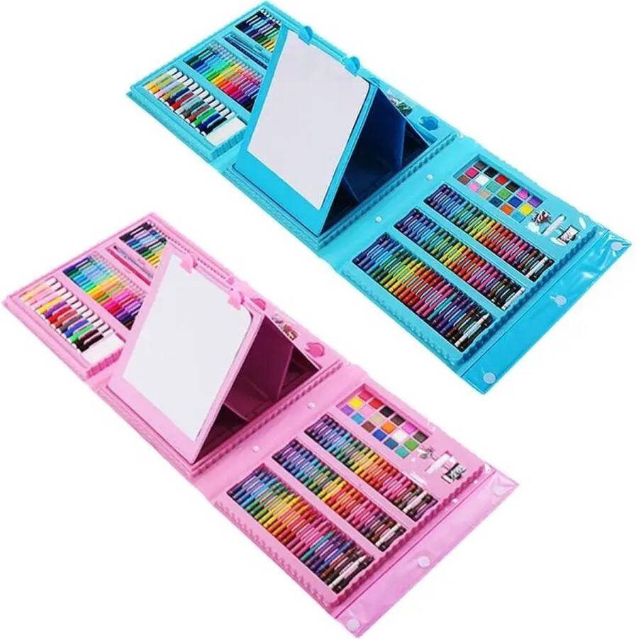 Gran Vida Kinder Tekenbord Tekenset 208-Delige Creatieve Kit voor Jonge Kunstenaars Veilig & Educatief Inclusief Draagkoffer- Roze