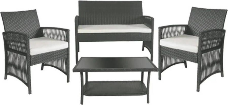 Gran Vida Tuinset Inclusief Tweezitsbank en Enkele Stoelen Comfortabele Kussens Flexibele Opstelling Grijs
