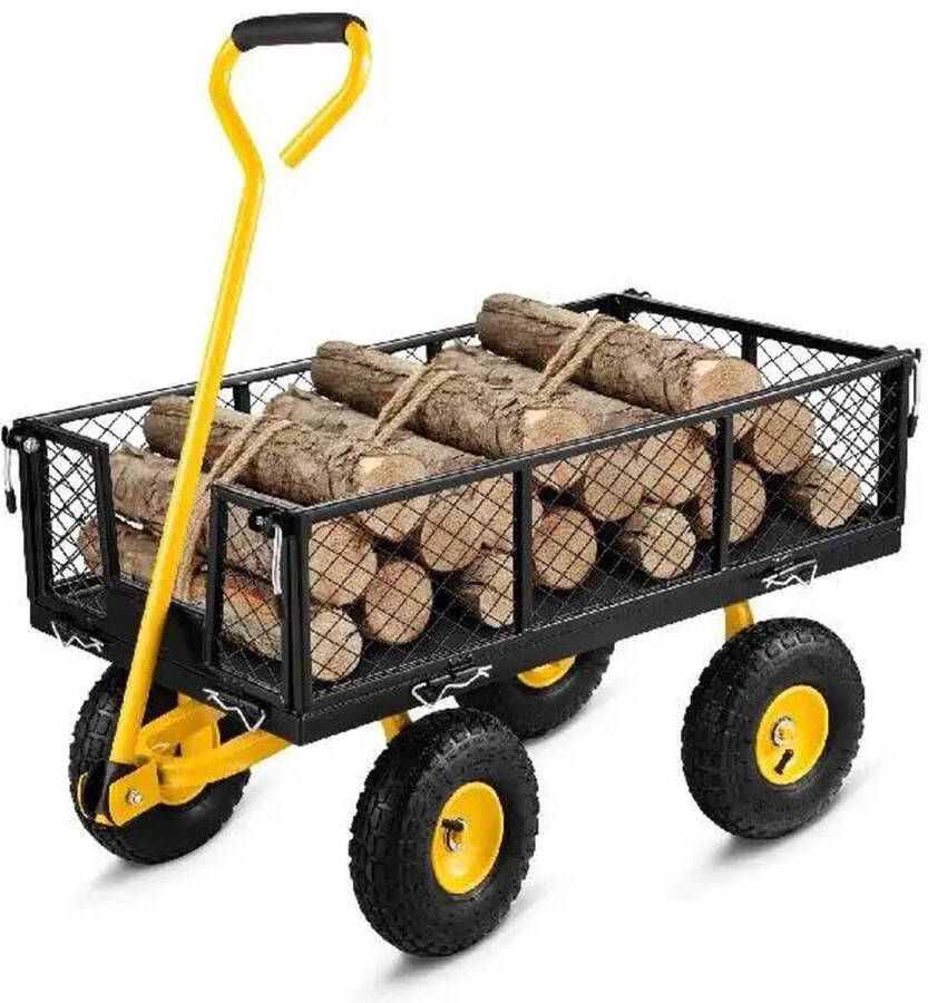 Gran Vida Tuinwagen Zware Last tot 225 kg Duurzaam & Weerbestendig Staal Veelzijdige Mobiliteit met Rubberen Banden
