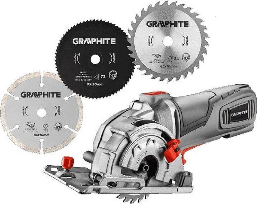 Graphite Mini Invalzaag Cirkelzaag met 125 cm geleiderail