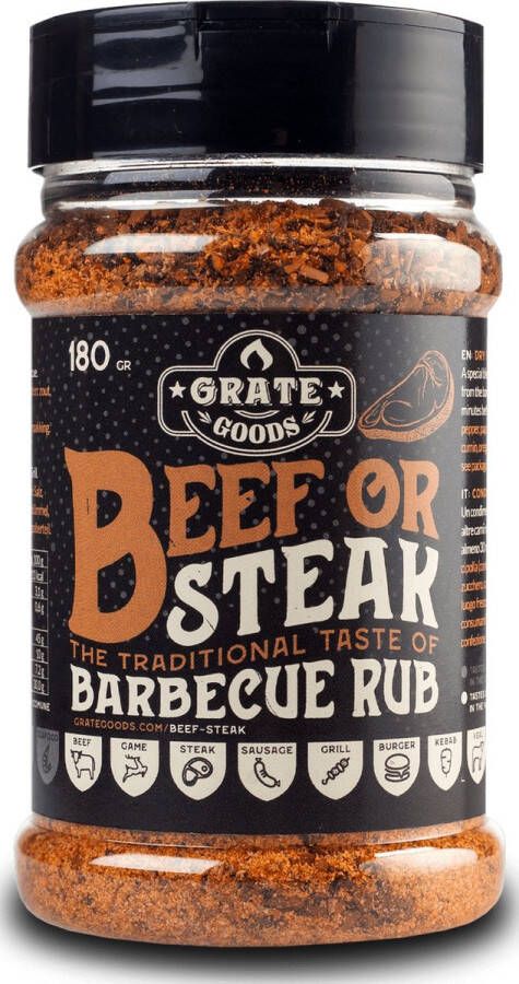 Grate Goods Premium Beef or Steak BBQ Rub Strooibus 180 gram