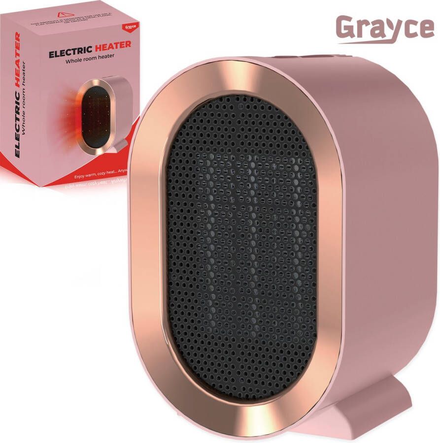 Grayce Elektrische Heater – Elektrische kachel – Heater voor binnen – Ventilatorkachel – Elektrische verwarming – Desktop heater – Heater – Design heater voor binnen – 800 1200 WATT Roze