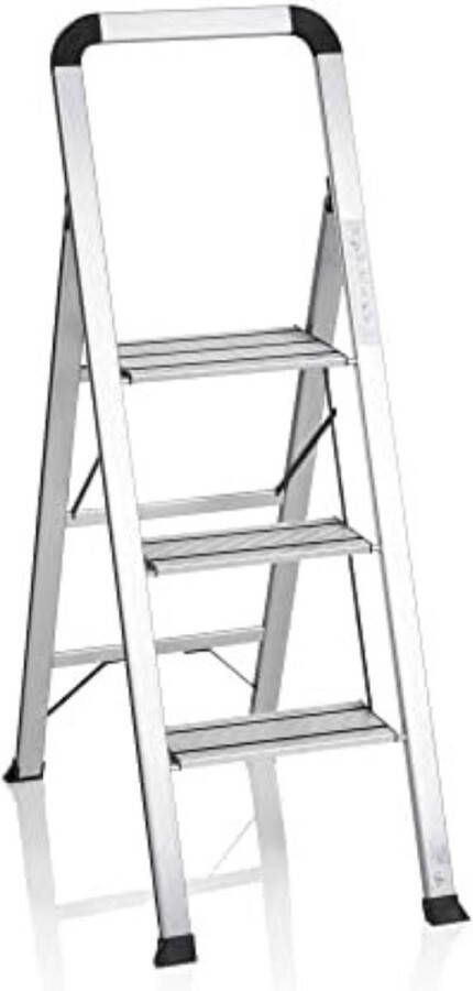 Graytified Huishoudtrap 3 Treden Keukentrap 3 Treden Trapladder Met 3 Treden Aluminium