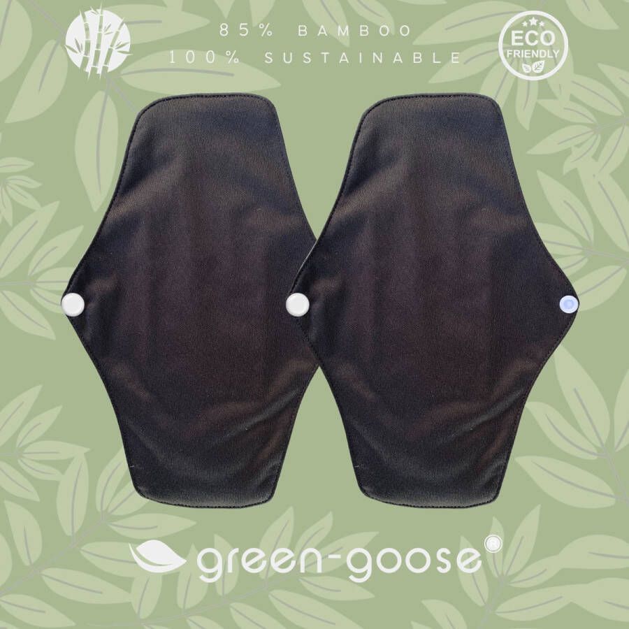Green-goose Herbruikbaar Maandverband Bamboe 2 Stuks Maat M Wasbaar Maandverband Duurzaam Zacht