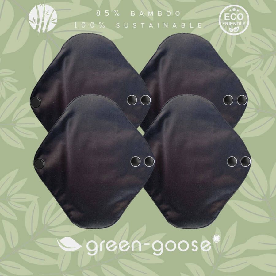 Green-goose Herbruikbaar Maandverband Bamboe 4 Stuks Maat S Wasbaar Maandverband Zacht Duurzaam