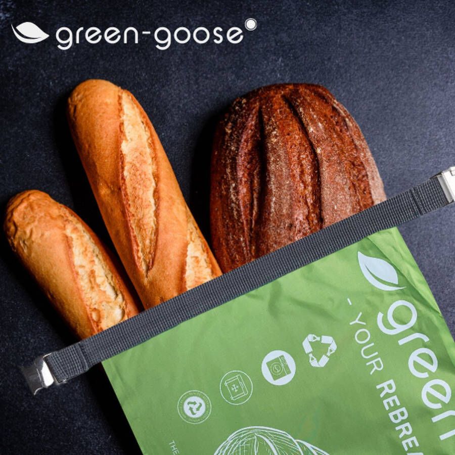 Green-goose Herbruikbare Broodzak (45x30cm) Gemaakt van 100% Gerecyclde PET Flessen Broodzakken voor Zelfgemaakt Brood Diepvriesbestendig