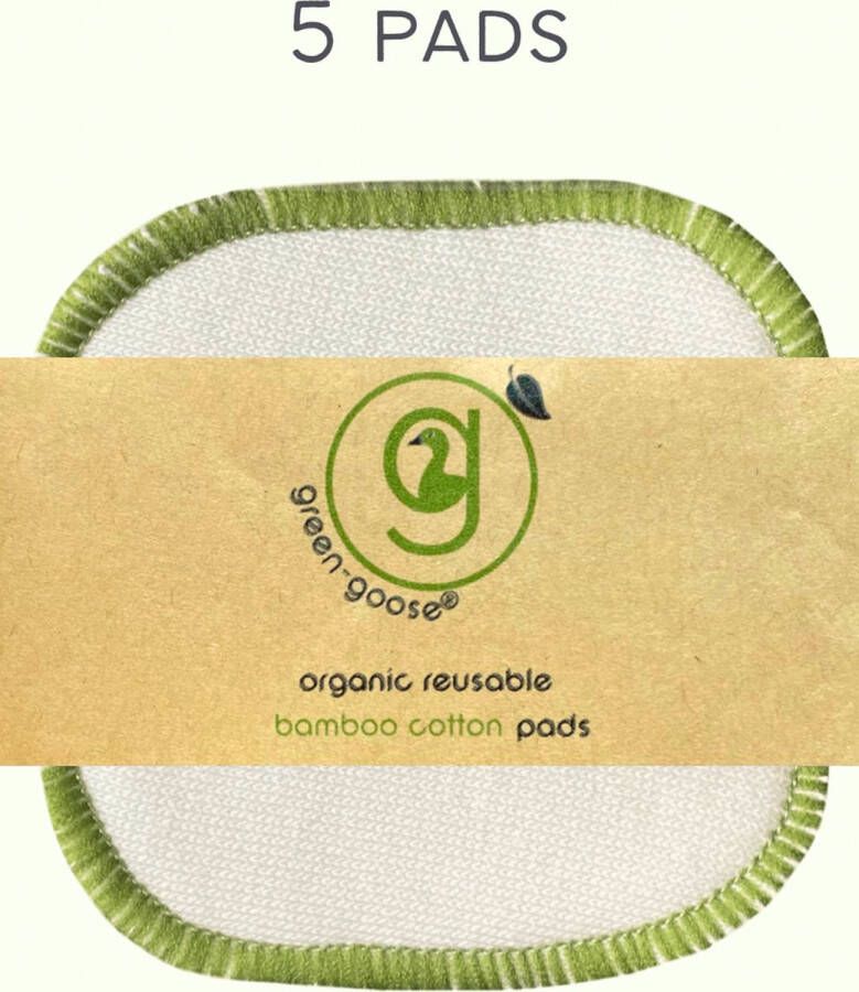 Green-goose Herbruikbare Wattenschijfjes | 10 cm | Gezichtreinigingsdoek | 5 Make-Up Remover Pads | Duurzaam | Zacht