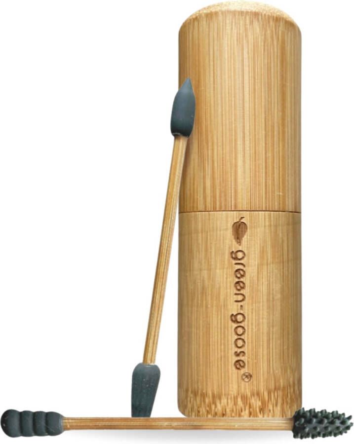 Green-goose Herbruikbare Wattenstaafjes Make-up Applicator met Bamboe Houder | 2 Duurzame Wattenstaafjes