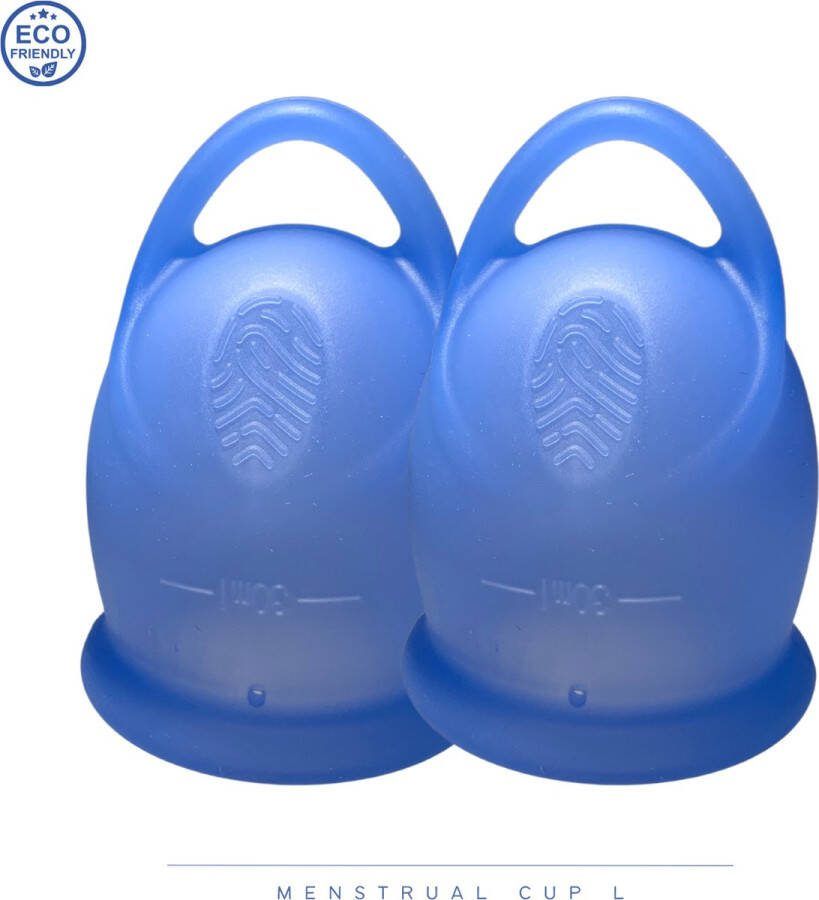 Green-goose Siliconen Menstruatie Cup 2 Stuks L Blauw Veilig comfortabel en milieuvriendelijk