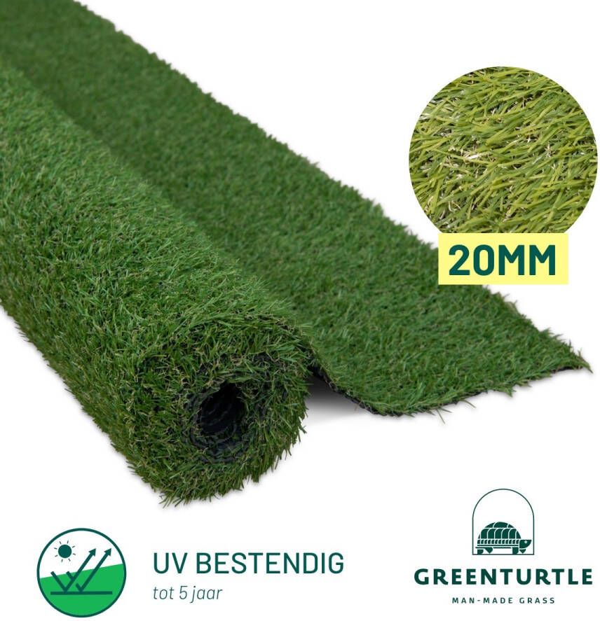 Green Turtle Premium Kunstgras Grastapijt 100x200cm 20mm PINE VALLEY Artificieel Gras Grastapijt voor buiten en binnen Zeer zacht en realistische kwaliteit Kunstgras voor buiten tuin balkon terras of speelhoek