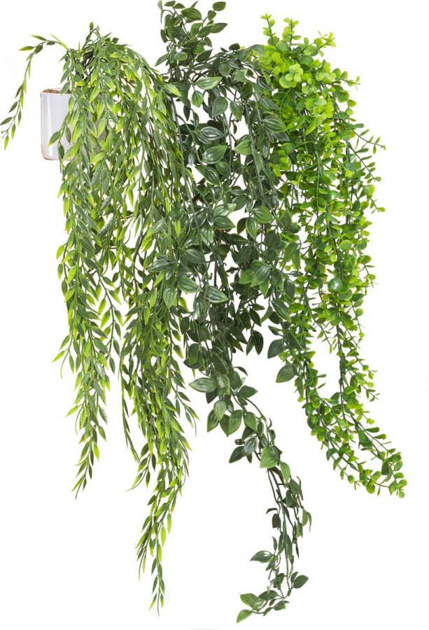 GreenDream 3 Verschillende Hangplanten Kunstplanten in Pot decoratief Cadeautip Groen