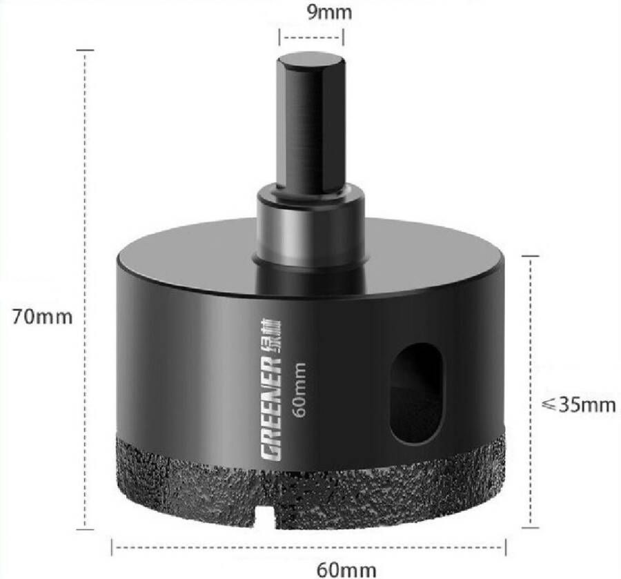 Greene R Tegelboor 60mm Nat en droog Gatenboor Boren Gatenzaag Kroonboor