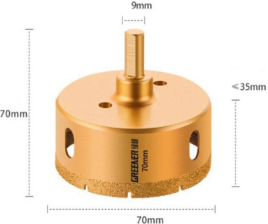 Greene R Tegelboor -70mm Nat en droog Gatenboor Boren Gatenzaag Kroonboor