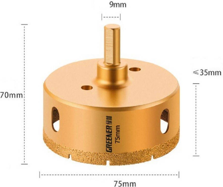 Greene R Tegelboor 75mm Nat en droog Gatenboor Boren Gatenzaag Kroonboor