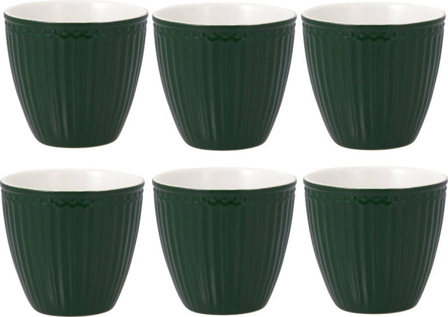 GreenGate 6x Beker (Latte Cup) Alice pinewood green 300 ml Ø 10 cm