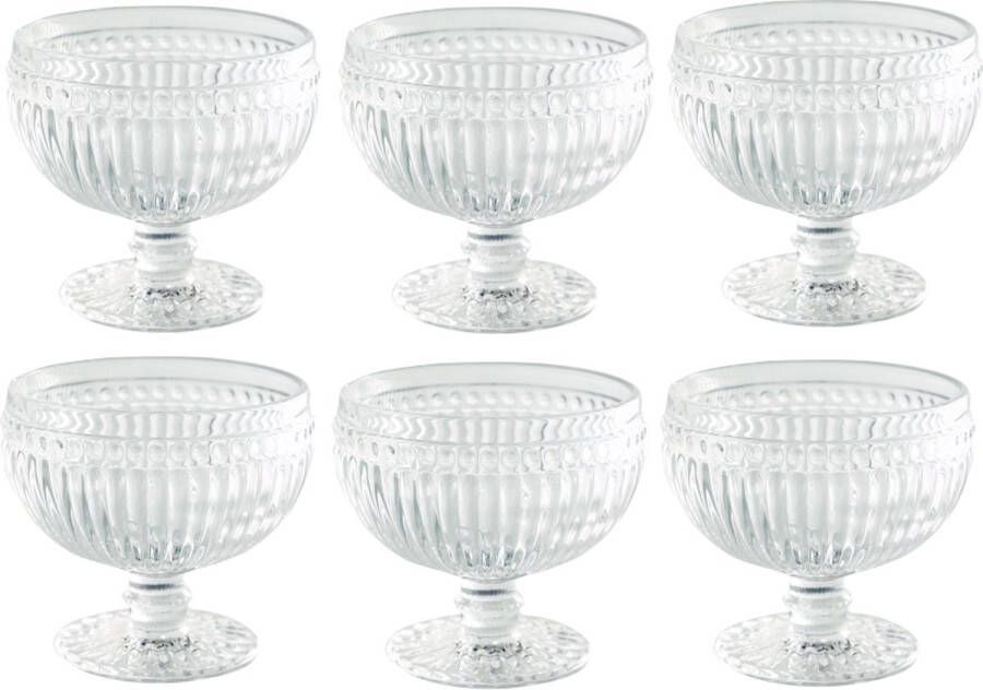 GreenGate 6x Dessertschalen Alice clear 300 ml Ø(9.8 x 10.4 cm) Dessertglas Ijscoupe