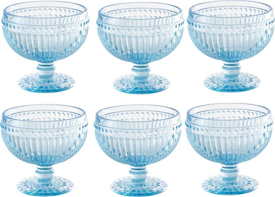 GreenGate 6x Dessertschalen Alice lichtblauw 300 ml (9.8 x Ø10.4 cm) Dessertglas Ijscoupe