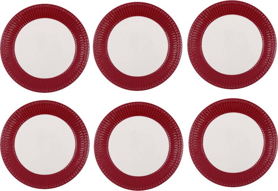 GreenGate 6x Dinerbord Alice claret red (Ø 26.5 cm) Set van 6 stuks