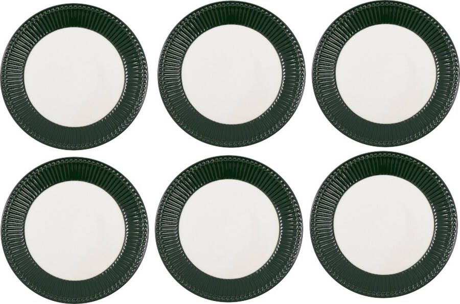 GreenGate 6x Dinerbord Alice pinewood green (Ø 26.5 cm) Set van 6 stuks