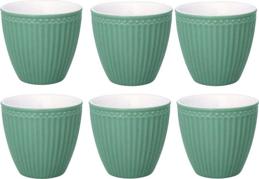 GreenGate 6x Espresso kopjes (mini latte cup) Alice Dusty groen 125ml Espressokopjes set